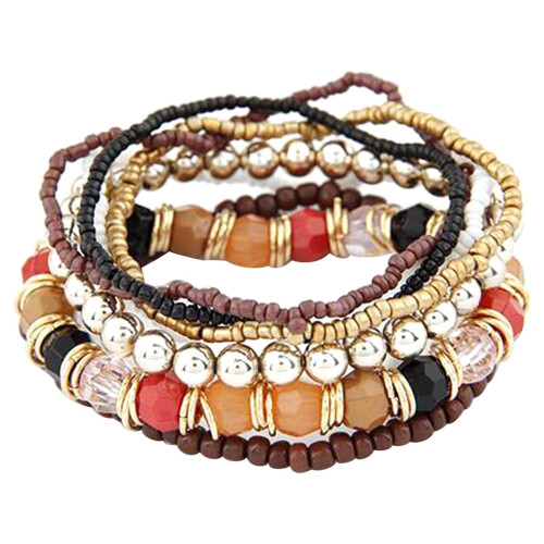 Set di 7 braccialetti elastici da donna in stile boho con perline 1