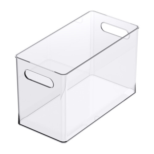 Bac de rangement transparent 13 x 6,5 pouces avec poignées empilable