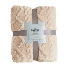 Fleece Throw Blanket Velvet Jacquard Flannel Beige