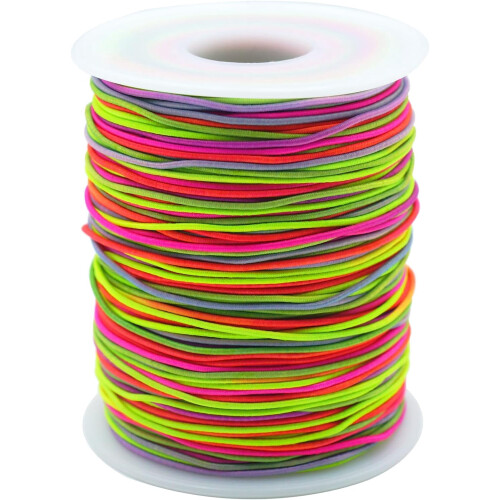 Hilo elástico para pulseras, 1 mm, 330 pies, arcoíris
