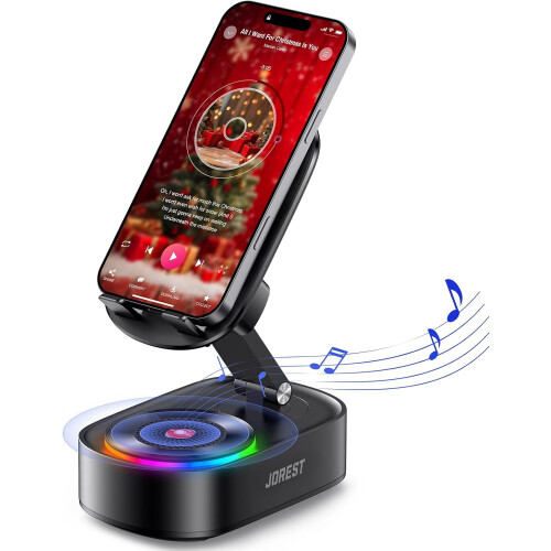 Draadloze inductieluidspreker met telefoonhouder, wit