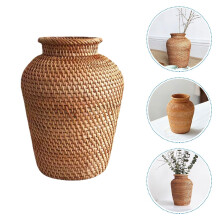 Vaso floral de vime para decoração de casa e escritório (1 conjunto)