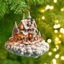 Acryl-Weihnachtshaus-Ornament, 9 cm, 1 Stück