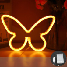 Luz noturna de néon LED amarela em fita de silicone macio com bateria USB