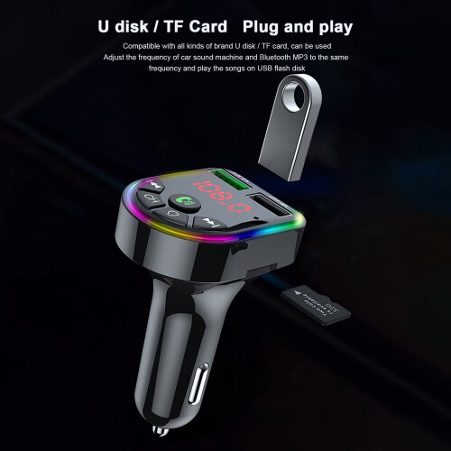 Car Bluetooth FM Transmitter with USB Charger 12V 2