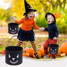Panier de rangement en feutrine citrouille d'Halloween avec poignées (4 pièces)