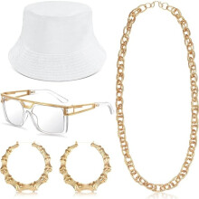 Retro Rapper Starter Kit Gouden Ketting Oorbellen Bril