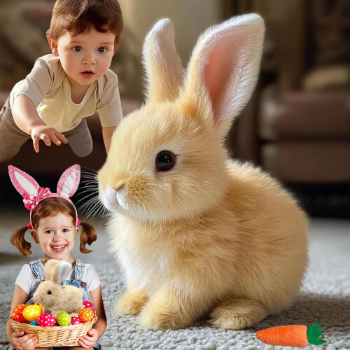 Coelho de brinquedo interativo com orelhas que se mexem – 1 unidade