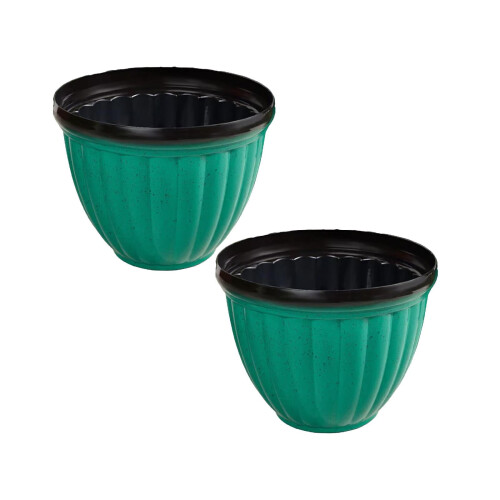 Stora ribbada krukor med dränering, 2 st