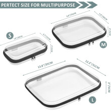 Schwarze, transparente Hartschalen-Reißverschlusstasche (3er-Pack)