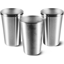 Vasos de acero inoxidable de 16 oz (paquete de 5)