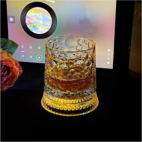 Copo de uísque de cristal com corte diamante 280ml