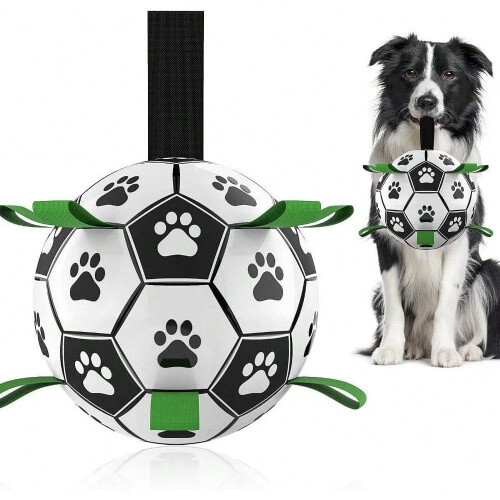 Bola de futebol extra grande para cães com alças, 15 cm (6 polegadas).