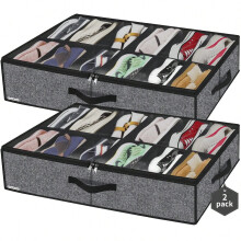 Skooppbevaring under sengen, gjennomsiktig, pustende, 69,5 x 59,6 x 14,4 cm