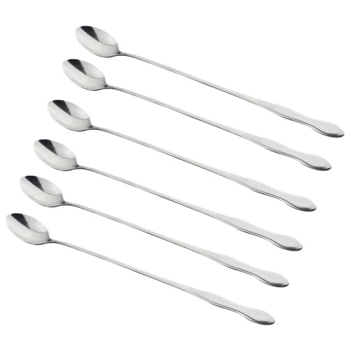 Eistee-Löffel aus Edelstahl, 26 cm, 6 Stück