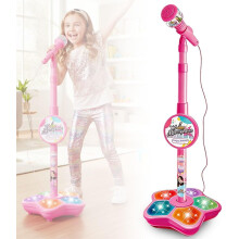 Microphone with Stand Pink Adjustable Height