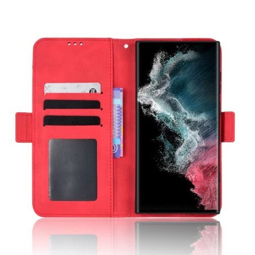 Red multi-slot wallet case for Samsung Galaxy S22 Ultra 2