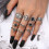 Vintage silver knuckle rings set adjustable stackable 1