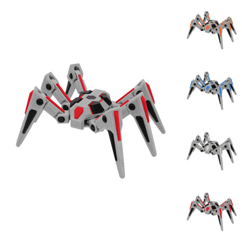 Aranha Mecânica de Brinquedo, Impressa em 3D, com Seis Pernas e Movimentos.