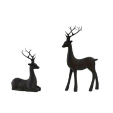 Christmas Reindeer Sculpture Black Resin 1 Piece
