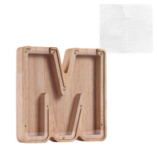 Gepersonaliseerde houten spaarpot met naam (26 letters)