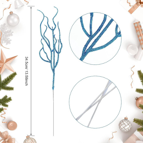 Blue Glitter Christmas Tree Picks 13.4 inch 30 pcs 1