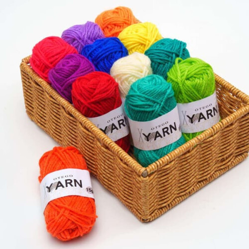 Acrylic yarn spools multicolor 12 pcs 26 m each 2