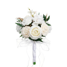 Bouquet de mariée en soie blanche artificielle (1 pièce)