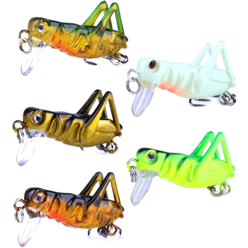 Grasshopper Bionic Topwater-Angelköder, 5 Stück