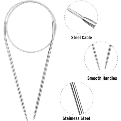 Circular Knitting Needles Metal 80 cm 11 pcs 2