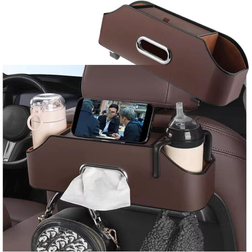 Bakseteorganisator i bil, 4-i-1, beige/hvit