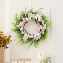 Guirlanda artificial de coelho com flores e folhagem verde (19,7 polegadas).