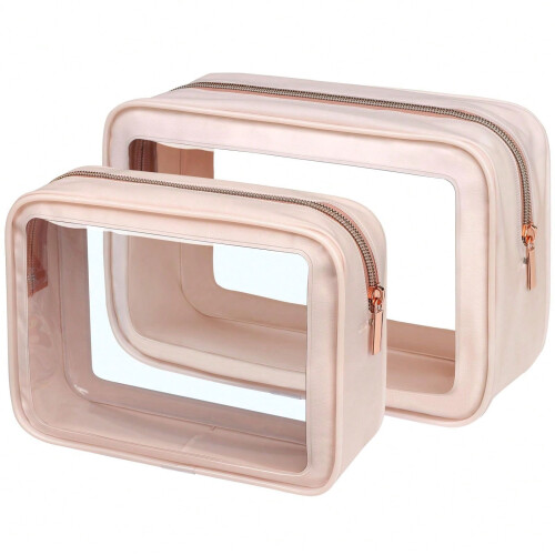 TSA-godkänd necessär, genomskinlig, 2-pack, 2 storlekar
