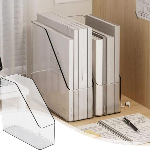 Transparenter Acryl-Buchständer als Schreibtisch-Organizer