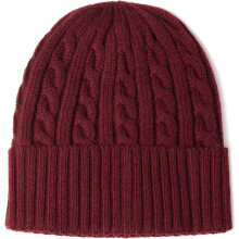 Gorro de malha trançada, quente e com design elegante.