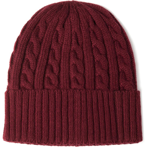 Gorro de malha trançada, quente e com design elegante.