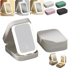 Miroir de maquillage de voyage LED avec lumière blanche à 3 couleurs