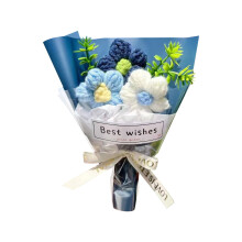Mini-Häkel-Blumenstrauß-Set, blau, 9,9 cm