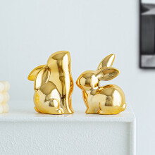 Set di 1 ornamento a forma di coniglio in ceramica per la decorazione della casa.