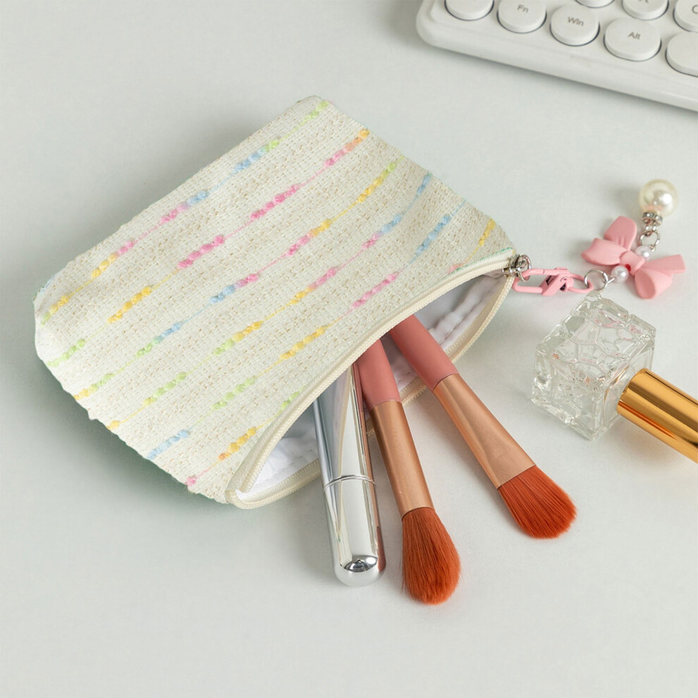 Striped Color-Block Knitted Cosmetic Pouch with Zipper 1pc