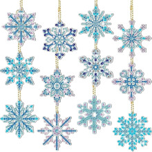 Weihnachts-Schneeflocken-Diamantmalerei-Set, doppelseitig, 5D, 12 Stück