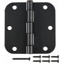Charnières de porte noires mates, rondes, 8,9 cm (3,5 po), paquet de 6