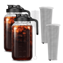 Hideg főzésű kávéfőző, fekete, 64oz, 2 db-os csomag, rozsdamentes acélból