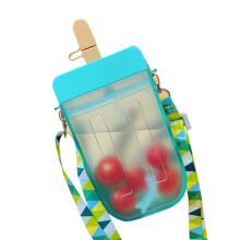 GROFRY Strohhalmbecher, tragbare, transparente Wasserflasche, 500 ml