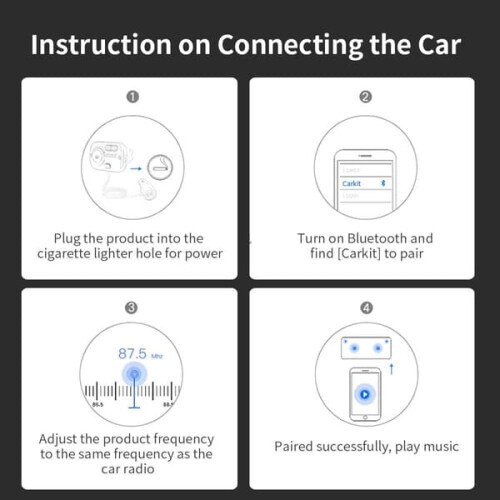 INF trådløs FM-sender for bil Bluetooth 5.0QC3 2