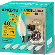 E12 40W equivalent, matglas, dimbare CA10 kandelaarlamp