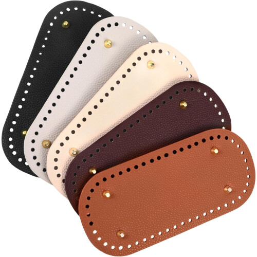 Läderväskbottnar 21,5 x 10 cm, 5-pack för virkade väskor