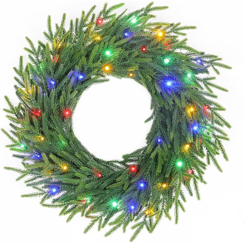 Guirlanda de pinheiro Norfolk com luzes, 56 cm (22 polegadas)
