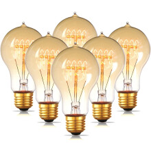 Edison gloeilamp A19 60W dimbaar amberkleurig warm wit, 6 stuks