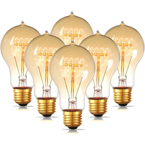 Λαμπτήρας Edison A19 60W με δυνατότητα ρύθμισης φωτεινότητας, πορτοκαλί, θερμό λευκό,